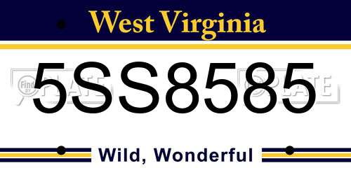 5SS8585 West Virginia License Plate