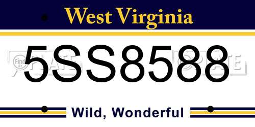 5SS8588 West Virginia License Plate