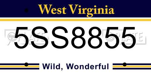 5SS8855 West Virginia License Plate