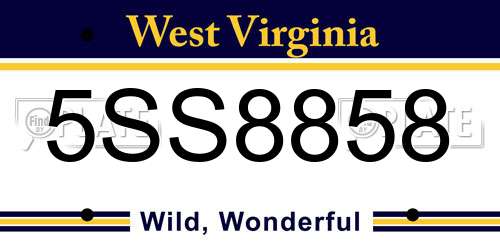 5SS8858 West Virginia License Plate
