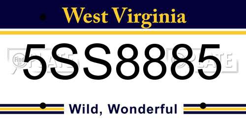 5SS8885 West Virginia License Plate