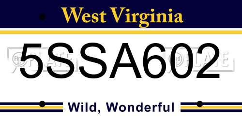 5SSA602 West Virginia License Plate