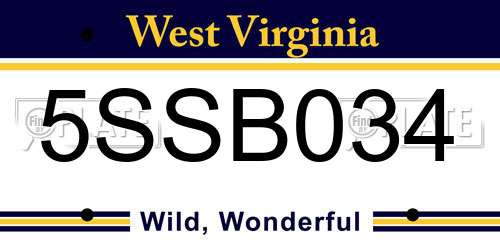 5SSB034 West Virginia License Plate