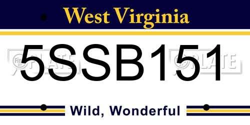 5SSB151 West Virginia License Plate