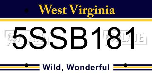 5SSB181 West Virginia License Plate