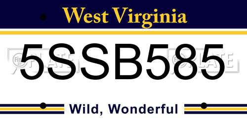 5SSB585 West Virginia License Plate
