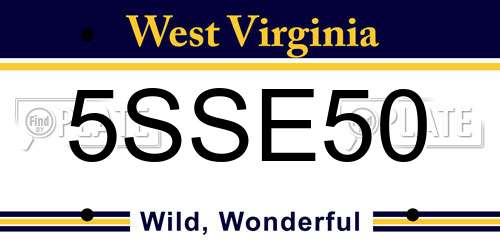 5SSE50 West Virginia License Plate