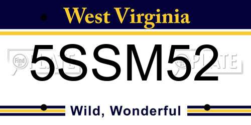 5SSM52 West Virginia License Plate