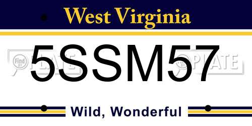 5SSM57 West Virginia License Plate