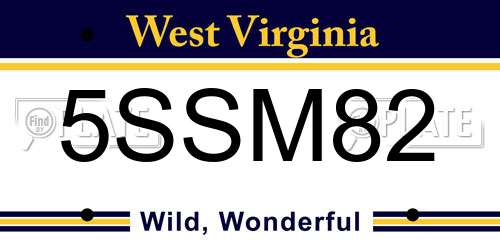 5SSM82 West Virginia License Plate