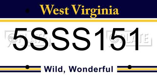 5SSS151 West Virginia License Plate