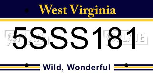 5SSS181 West Virginia License Plate