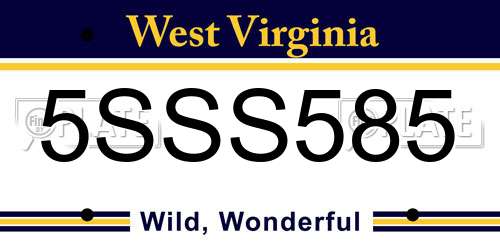 5SSS585 West Virginia License Plate