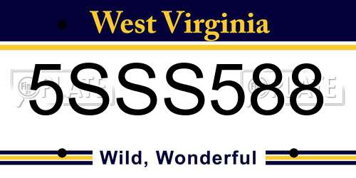 5SSS588 West Virginia License Plate