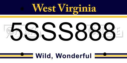5SSS888 West Virginia License Plate