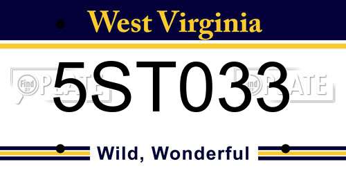 5ST033 West Virginia License Plate