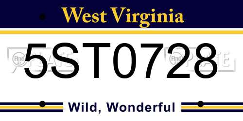 5ST0728 West Virginia License Plate