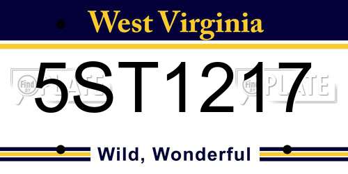 5ST1217 West Virginia License Plate