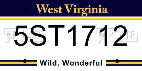 5ST1712 West Virginia License Plate