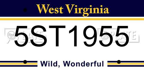 5ST1955 West Virginia License Plate