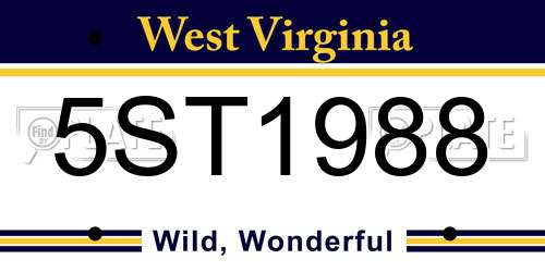 5ST1988 West Virginia License Plate