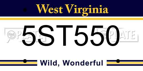 5ST550 West Virginia License Plate