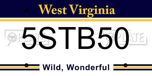 5STB50 West Virginia License Plate