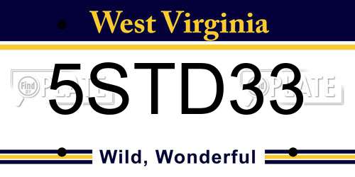 5STD33 West Virginia License Plate