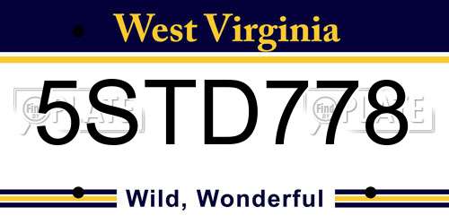 5STD778 West Virginia License Plate