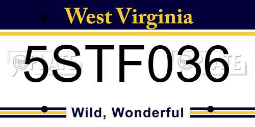 5STF036 West Virginia License Plate