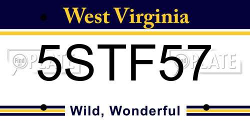 5STF57 West Virginia License Plate