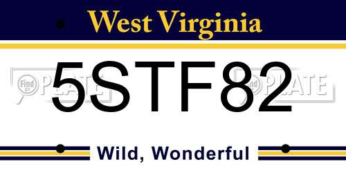 5STF82 West Virginia License Plate