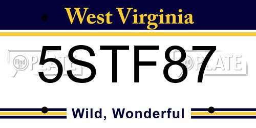 5STF87 West Virginia License Plate