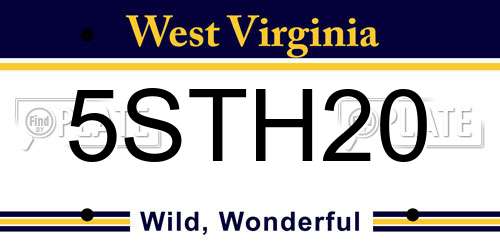 5STH20 West Virginia License Plate