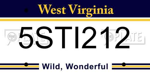 5STI212 West Virginia License Plate
