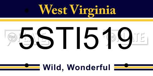 5STI519 West Virginia License Plate