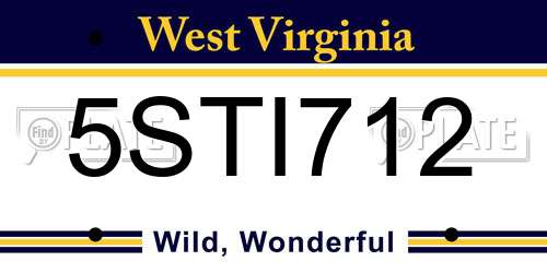5STI712 West Virginia License Plate