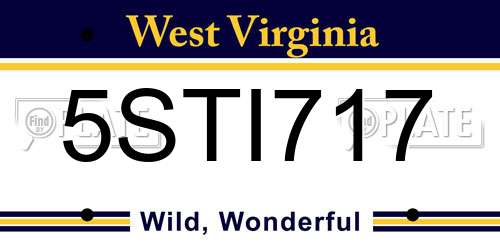 5STI717 West Virginia License Plate