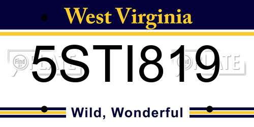 5STI819 West Virginia License Plate