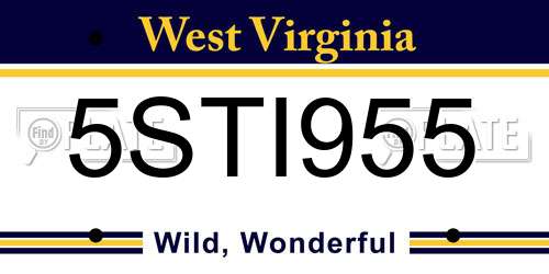 5STI955 West Virginia License Plate