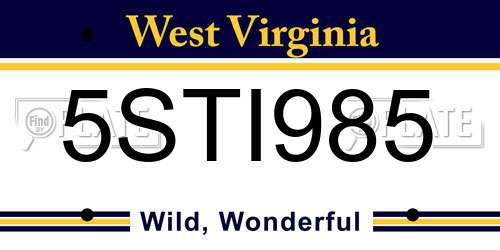 5STI985 West Virginia License Plate
