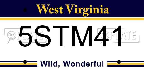 5STM41 West Virginia License Plate
