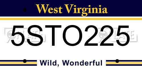 5STO225 West Virginia License Plate