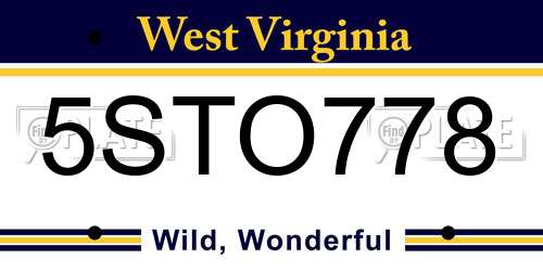 5STO778 West Virginia License Plate