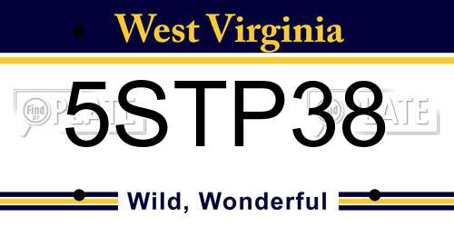 5STP38 West Virginia License Plate