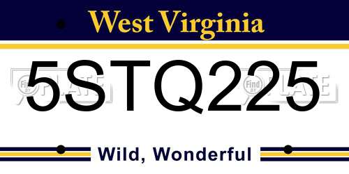 5STQ225 West Virginia License Plate
