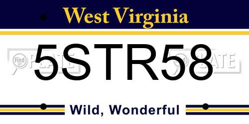 5STR58 West Virginia License Plate
