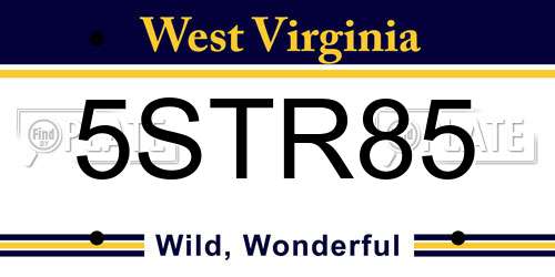 5STR85 West Virginia License Plate
