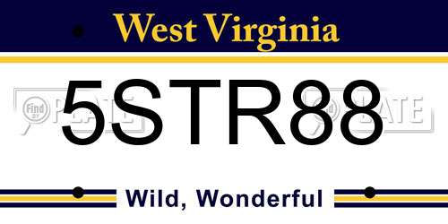 5STR88 West Virginia License Plate