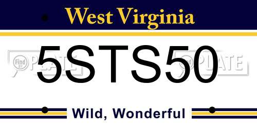 5STS50 West Virginia License Plate